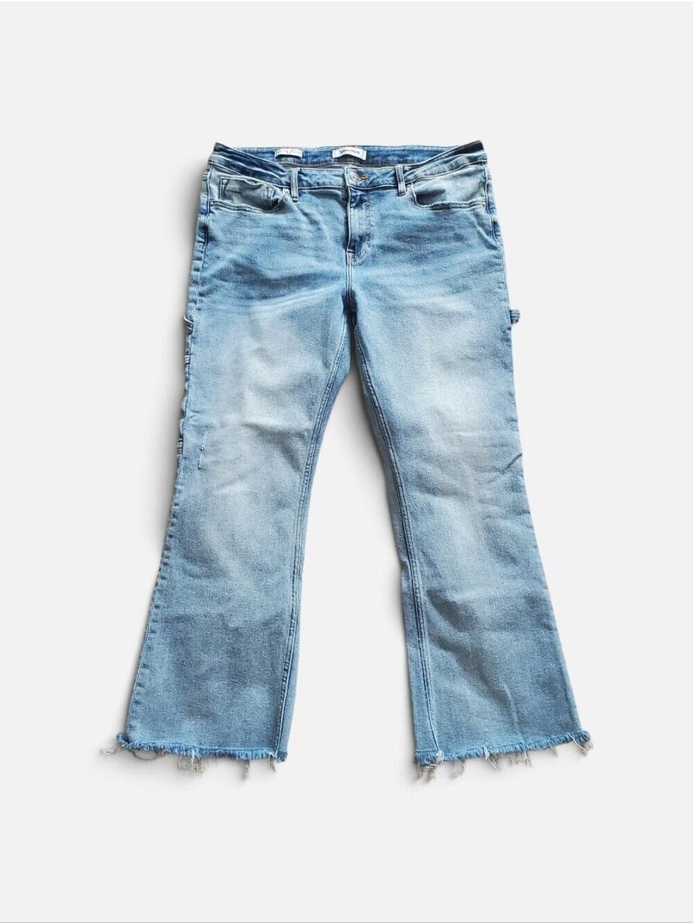 Vigoss Marley Crop Boot Light Blue Frayed Hem Flare Jeans Women's Size 33